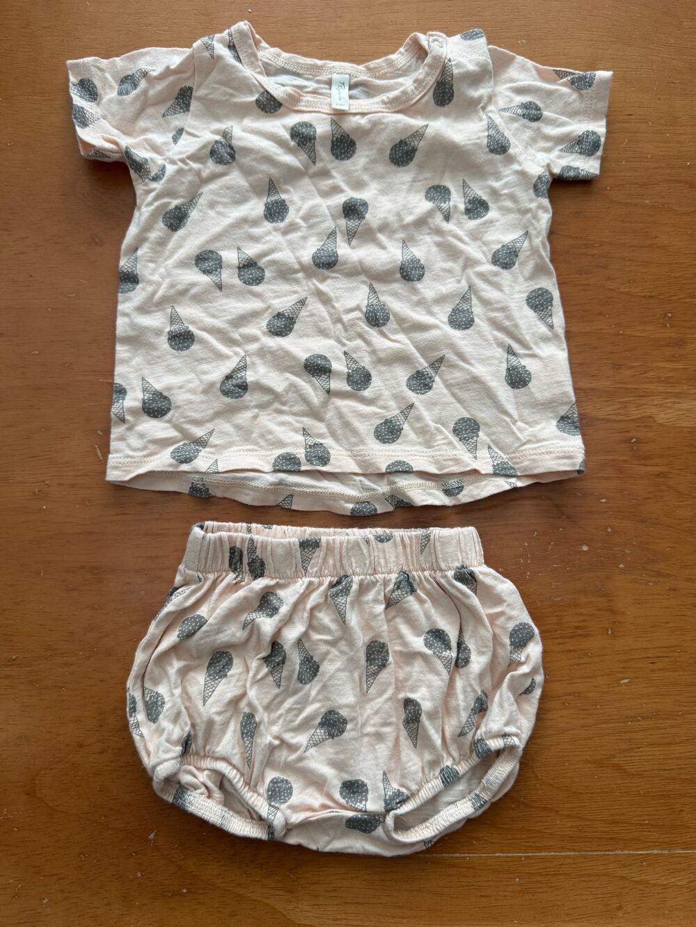 Rylee + Cru 3-6 Months Baby Girl Outfit Set Ice Cream Bubble Shorties Bloomers